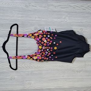Maxine of Hollywood Maxine Confetti Square Neck Mio One-Piece Swimsuit, Sz 16